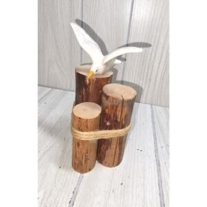 Vintage Shore Bird Seagulls Sculpture Shore Wood Beach House Lake House Ocean 8"